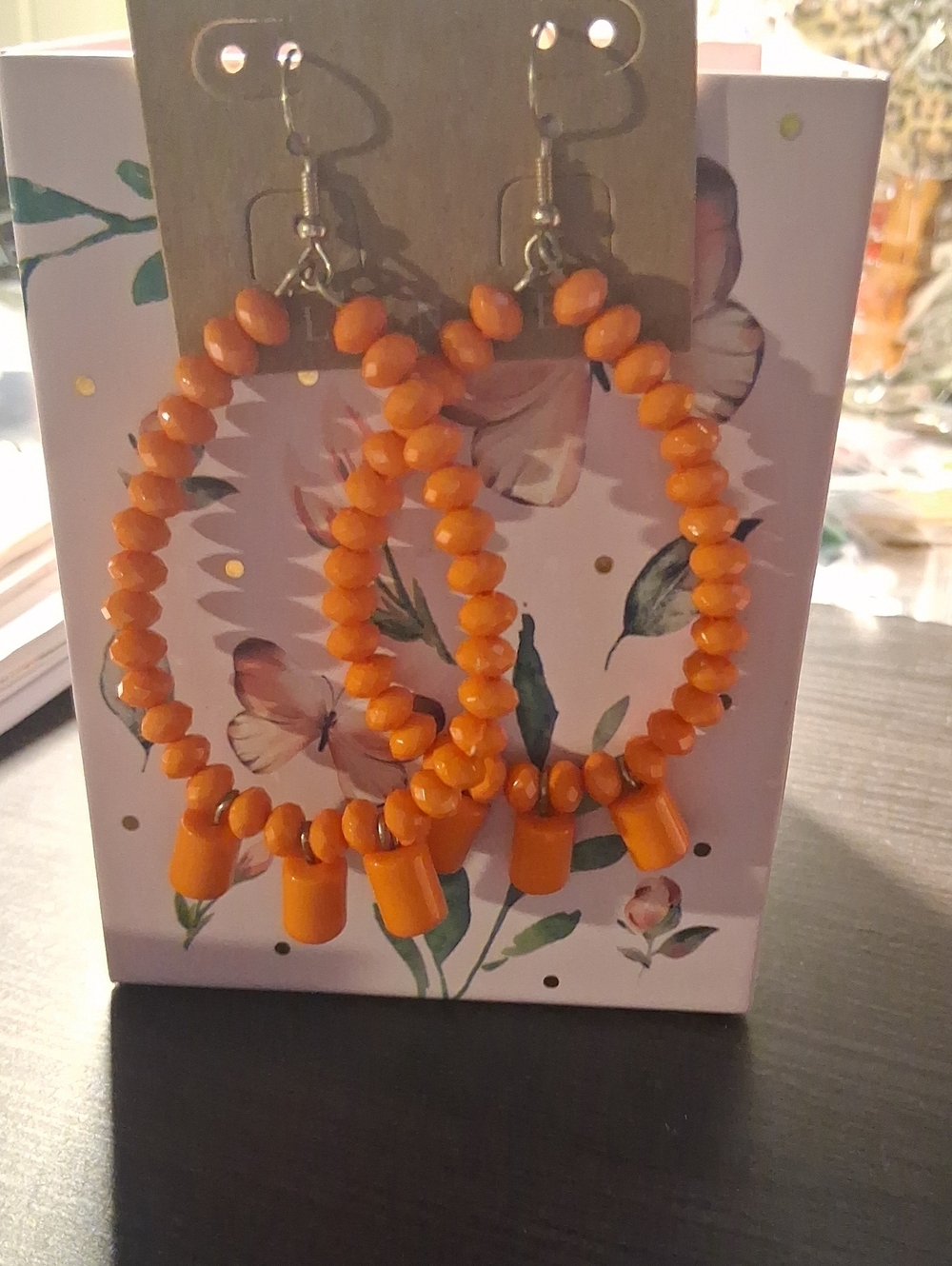 Plunder Orange Beaded Hoop Earrings